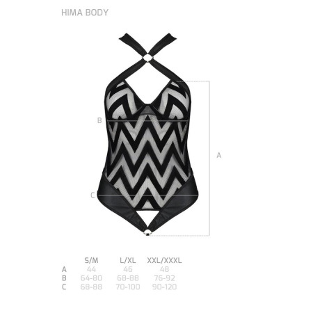 Сетчатый боди с халтером и ритмичным рисунком Hima Body black L/XL - Passion || 