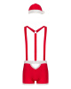 Мужской эротический костюм Санта-Клауса Obsessive Mr Claus S/M, боксеры на подтяжках, шапочка с помп || 