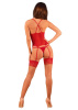 Прозрачный корсет Obsessive Lacelove corset XS/S Red, кружево, подвязки для чулок || 