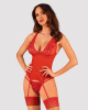 Прозрачный корсет Obsessive Lacelove corset M/L Red, кружево, подвязки для чулок || 