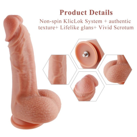 Ультрареалистичный фаллоимитатор для секс-машин Hismith 8.3″ 2-layers Silicone Flesh Dildo,2-слойный || 