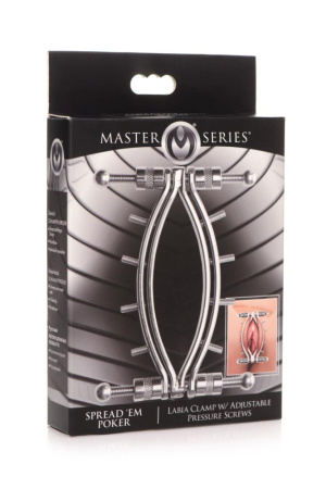 Зажим для половых губ Master Series Spread'Em Poker Vagina Clamp with Adjustable Pressure Screws || 
