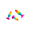 Силиконовая анальная пробка Wooomy Hiperloo Silicone Rainbow Plug L, диаметр 3,9 см, длина 13,1 см || 