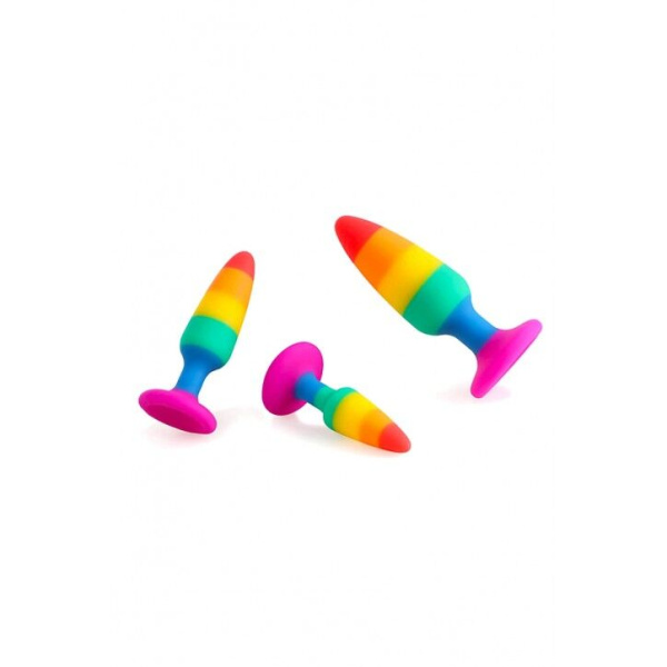 Силиконовая анальная пробка Wooomy Hiperloo Silicone Rainbow Plug L, диаметр 3,9 см, длина 13,1 см
