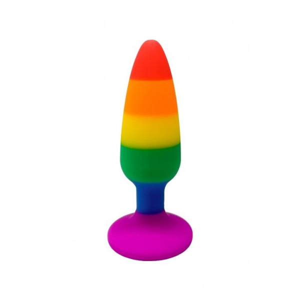 Силиконовая анальная пробка Wooomy Hiperloo Silicone Rainbow Plug S, диаметр 2,4 см, длина 9 см