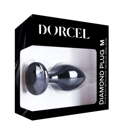 Металлическая анальная пробка с кристаллом Dorcel Diamond Plug Black M || 