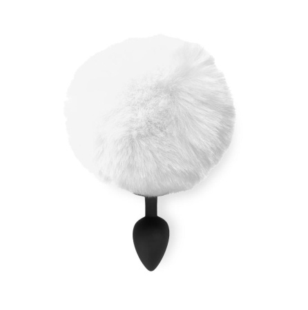 Силиконовая анальная пробка М Art of Sex - Silicone Bunny Tails Butt plug White, диаметр 3,5 см || 