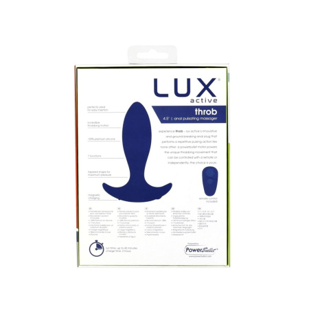 Анальная пробка с пульсацией Lux Active – Throb – 4.5" Anal Pulsating Massager, пульт ДУ || 