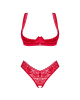 Комплект белья Obsessive Lacelove cupless 2-pcs set M/L Red, открытый доступ, открытая грудь || 