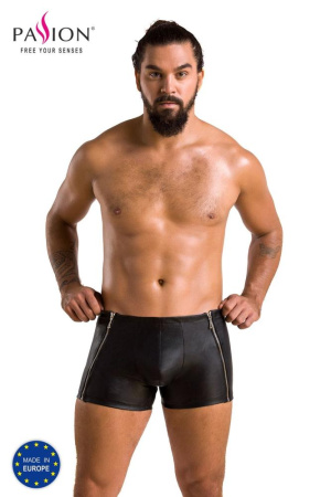 Мужские кожаные боксеры с молниями Passion 049 Short Matt L/XL Black || 
