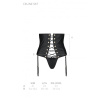 Пояс-корсет из экокожи Celine Set black L/XL — Passion: шнуровка, съемные пажи для чулок, стринги || 