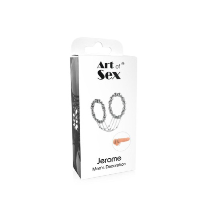 Сексуальное украшение на пенис и машонку Art of Sex - Jerome, Серебро || 