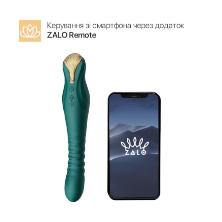 Смартвибратор-пульсатор Zalo — King Turquoise Green, кристалл Swarovski || 