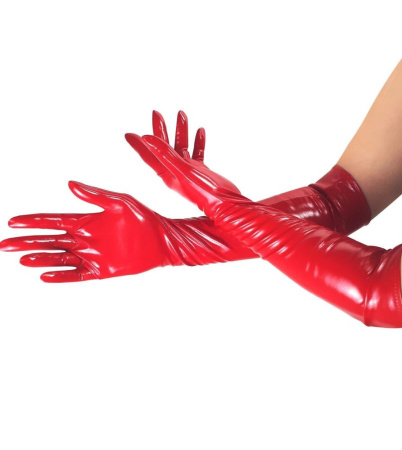 Глянцевые виниловые перчатки Art of Sex - Lora, размер L, цвет Красный || 