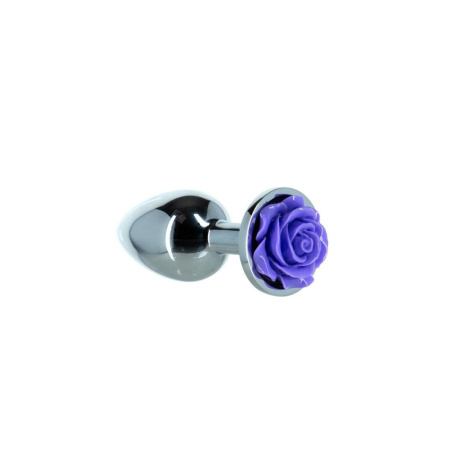 Металлическая анальная пробка Lux Active с розой - Rose Anal Plug - Purple, вибропуля в подарок || 