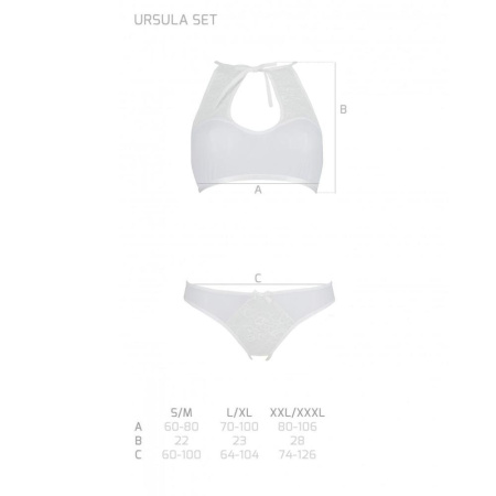 Комплект: бра, трусики с ажурным декором и открытым шагом Ursula Set white XXL/XXXL — Passion || 
