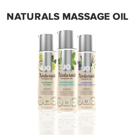 Массажное масло System JO – Naturals Massage Oil – Peppermint & Eucalyptus с натуральными эфирными м || 