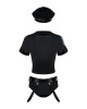 Эротический костюм полицейского Obsessive Police set S/M, black, топ, шорты, кепка, пояс, портупея || 