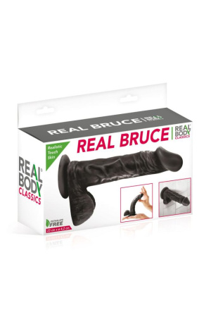 Фаллоимитатор на присоске Real Body - Real Bruce Black, TPE, диаметр 4,2см || 