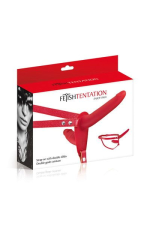 Двойной страпон Fetish Tentation Strap-On with Double Dildo Red || 