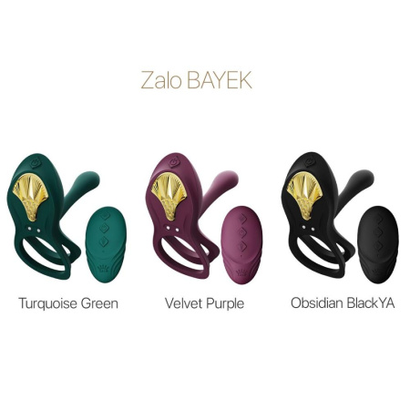 Смарт-эрекционное кольцо Zalo BAYEK Turquoise Green, двойное с вводимой частью, пульт ДУ || 