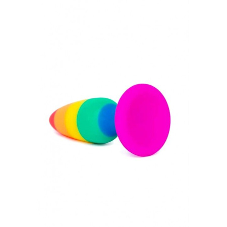 Силиконовая анальная пробка Wooomy Hiperloo Silicone Rainbow Plug L, диаметр 3,9 см, длина 13,1 см || 