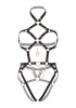 Портупея-тедди из экокожи Leg Avenue Heart ring harness teddy M Black, подвеска-сердечко, цепи || 