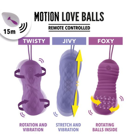 Вагинальные шарики с массажем и вибрацией FeelzToys Motion Love Balls Jivy с пультом ДУ, 7 режимов || 