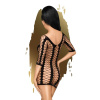 Мини-платье Penthouse Bedtime Surprise XL Black, крупная сетка, рукава, вертикальные вставки || 