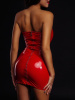Платье лакированное красное “Соблазнительница Марго” XL, молния на всю длину сзади || 
