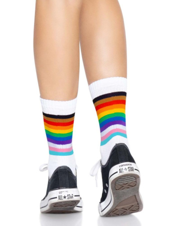 Носки женские в полоску Leg Avenue Pride crew socks Rainbow, 37–43 размер || 