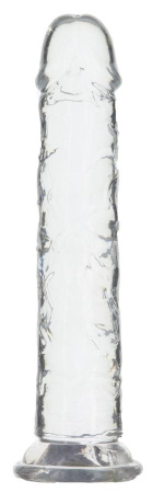 Прозрачный фаллоимитатор ADDICTION Vertical Dong 8″, присоска, диаметр 3,8 см, вибропуля в подарок || 