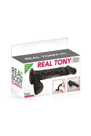 Фаллоимитатор Real Body - Real Tony Black, TPE, диаметр 3,5см || 