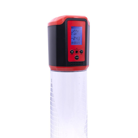 Автоматическая вакуумная помпа Men Powerup Passion Pump Red, LED-табло, перезаряжаемая, 8 режимов || 