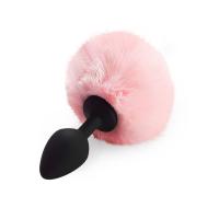 Силиконовая анальная пробка М Art of Sex - Silicone Bunny Tails Butt plug Pink, диаметр 3,5 см