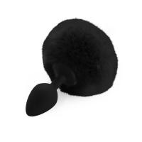 Силиконовая анальная пробка М Art of Sex - Silicone Bunny Tails Butt plug Black, диаметр 3,5 см