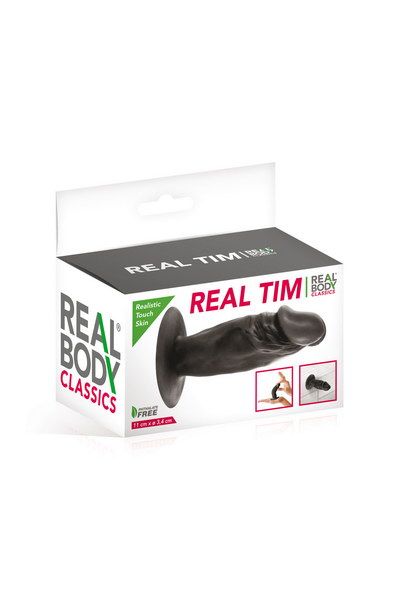 Фаллоимитатор Real Body - Real Tim Black, TPE, диаметр 3,4см