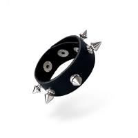 Эрекционное кольцо с шипами из натуральной кожи Art of Sex - James, цвет Черный