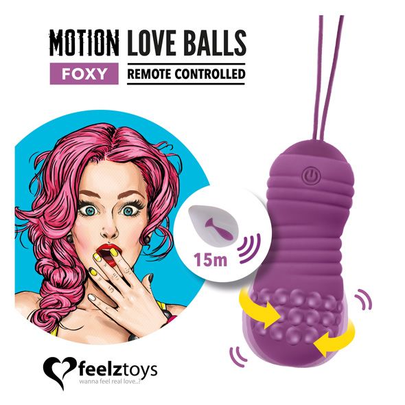Вагинальные шарики с жемчужным массажем FeelzToys Motion Love Balls Foxy с пультом ДУ, 7 режимов
