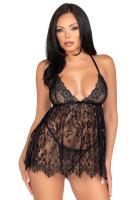 Пеньюар Leg Avenue Floral lace babydoll & string Black M