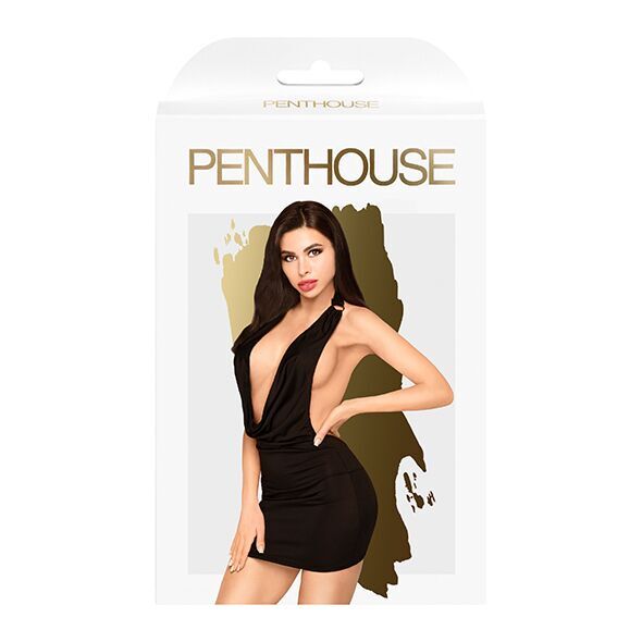 Мини-платье Penthouse Heart Rob L/XL Black, хомут, глубокое декольте, миниатюрные стринги