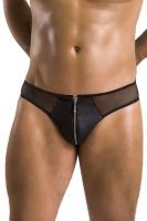 Мужские слипы на молнии Passion 042 Slip Timmy XXL/XXXL Black, экокожа, сетка