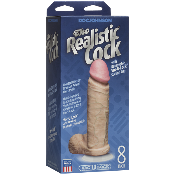 Фаллоимитатор Doc Johnson The Realistic Cock 8 inch White - PVC, Vack-U-Lock, диаметр 5,1см