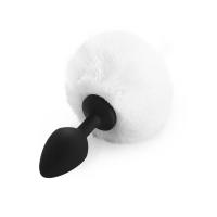 Силиконовая анальная пробка М Art of Sex - Silicone Bunny Tails Butt plug White, диаметр 3,5 см