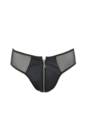 Мужские слипы на молнии Passion 042 Slip Timmy XXL/XXXL Black, экокожа, сетка || 