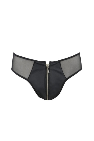 Мужские слипы на молнии Passion 042 Slip Timmy XXL/XXXL Black, экокожа, сетка