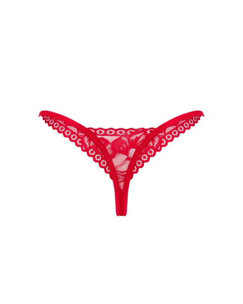 Кружевные стринги Obsessive Lacelove thong XL/2XL Red, низкая посадка