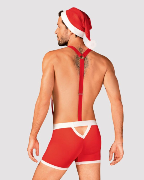 Мужской эротический костюм Санта-Клауса Obsessive Mr Claus S/M, боксеры на подтяжках, шапочка с помп