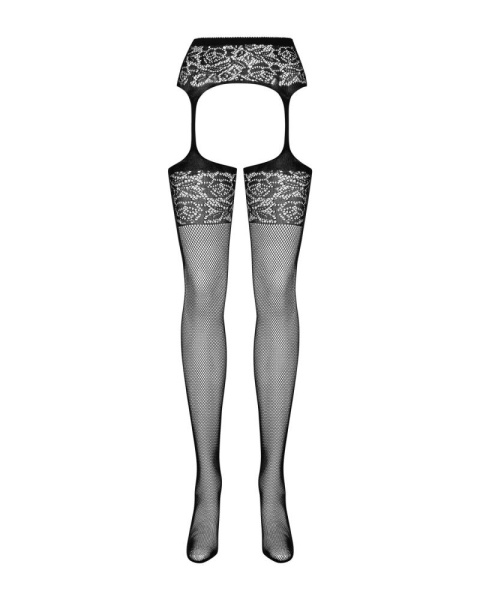 Сетчатые чулки-стокинги с имитацией гартеров Obsessive Garter stockings S500 S/M/L, черные, с доступ