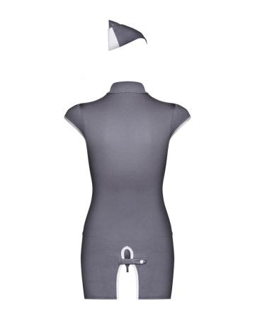 Эротический костюм стюардессы Obsessive Stewardess 3 pcs costume grey L/XL, серый, платье, стринги, || 
